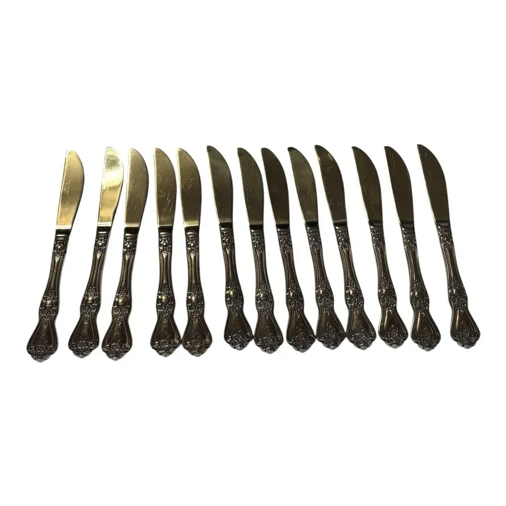 66 Piece Rogers Rose Pattern Stainless Flatware Silverware Korea Service 9-12